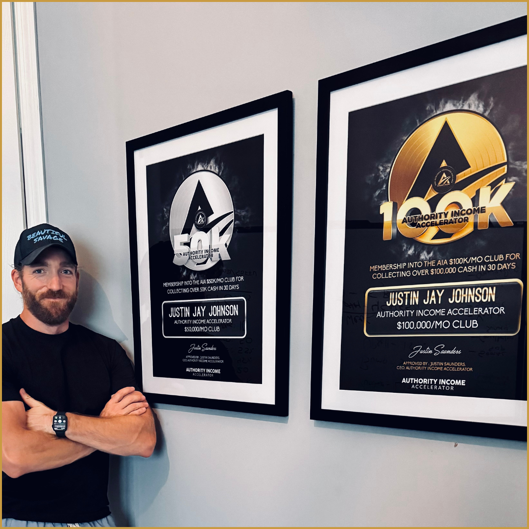 Justin Johnson with their AIA award plaque